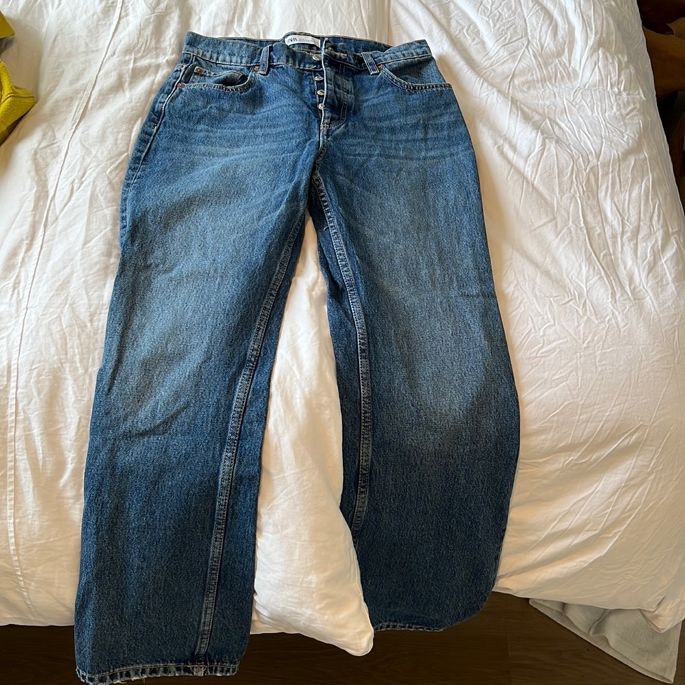 Zara high rise straight jeans